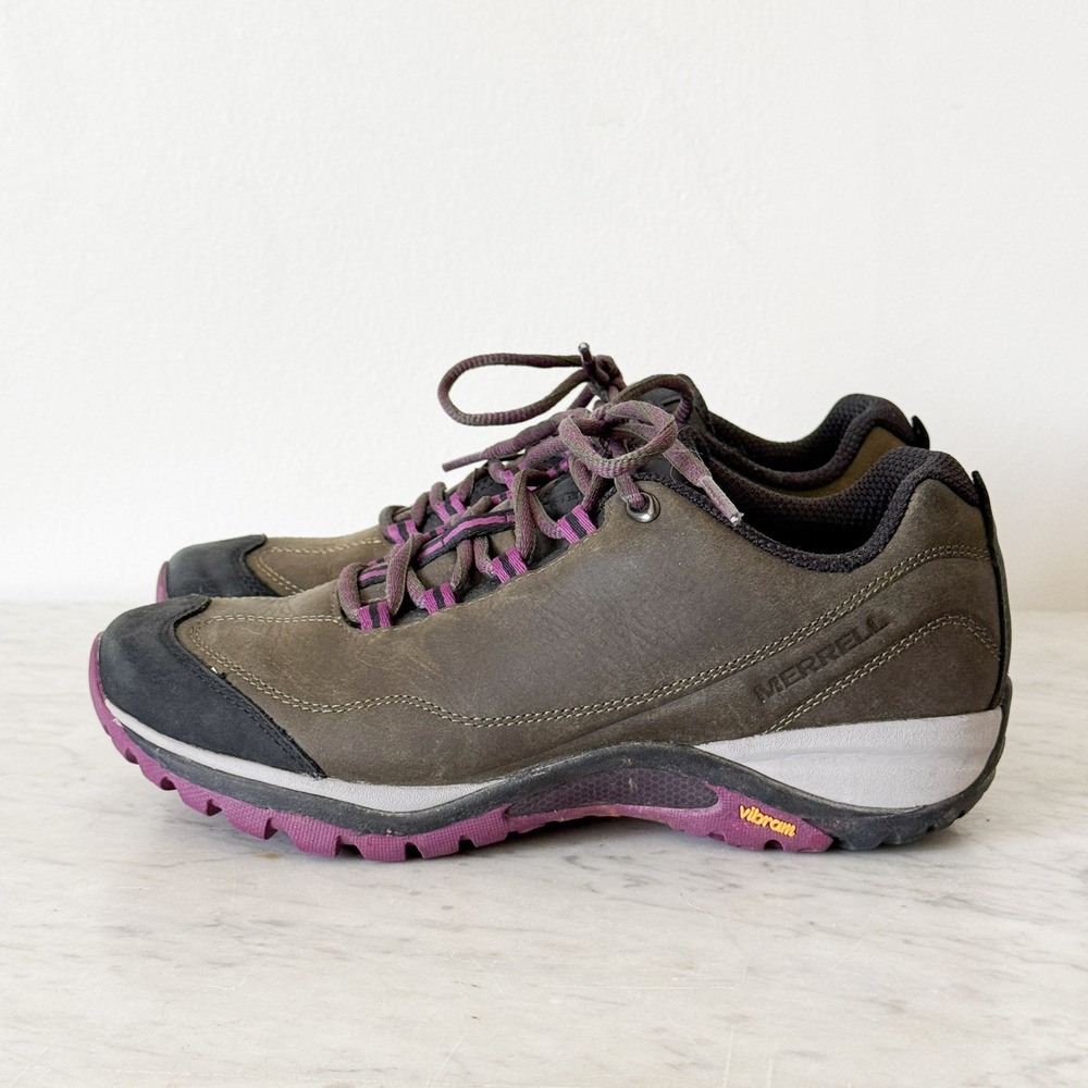 Merrell Siren Edge 3 Womens Hiking Shoes Brown Purple Leather Vibram Low Top 8.5